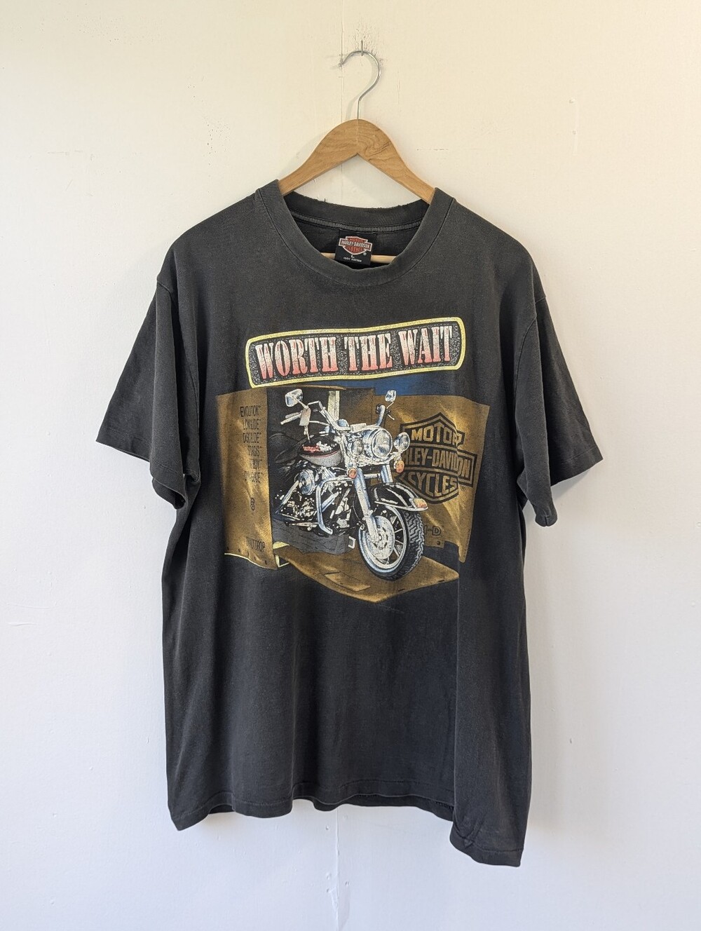 Vintage 90s Harley Davidson Worth The Wait T Shirt Made in Australia Size Large